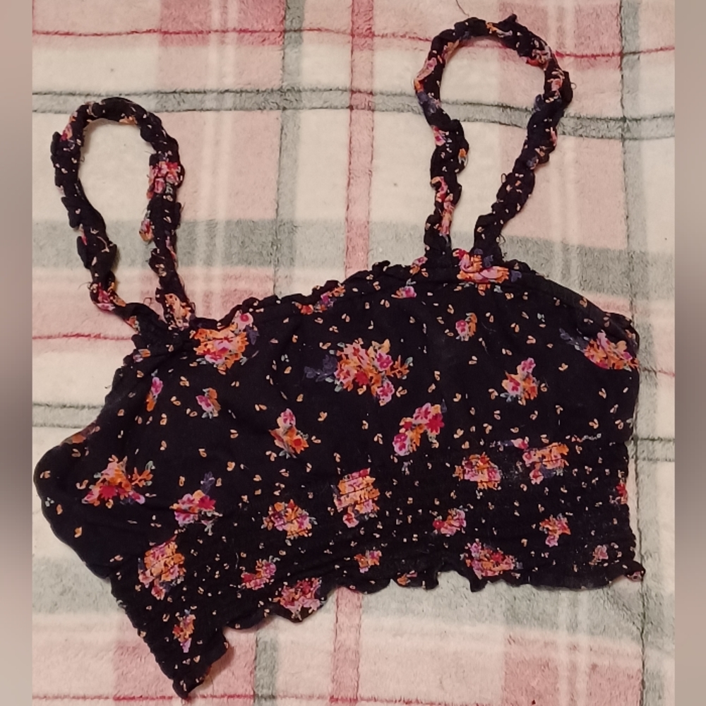 Angle Flowerd crop top .Size : LARGE